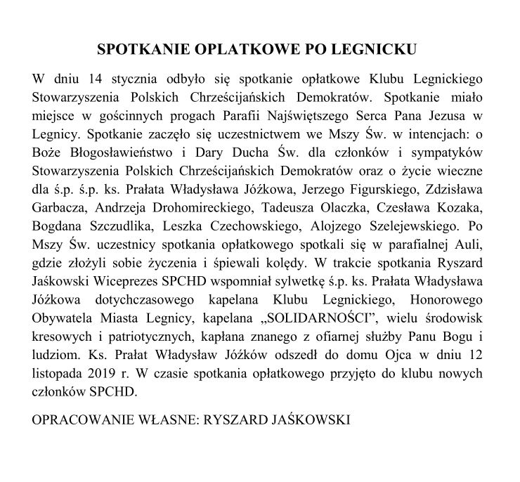 2020.01.14 SPOTKANIE OPLATKOWE PO LEGNICKU.